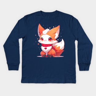 Cozy Fox Winter Vibes Kids Long Sleeve T-Shirt